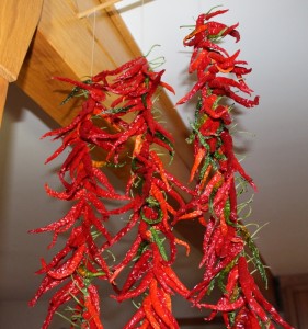 Hot Peppers Hanging in the Kitchen