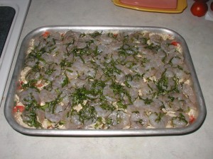 Shrimp Orzo Basil Dish Before Cooking