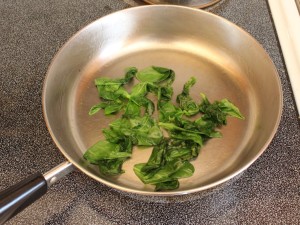 Sautéing Fava Greens in a Skillet